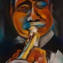 Satchmo (12x18 print on acid free paper hand signed by the artist}